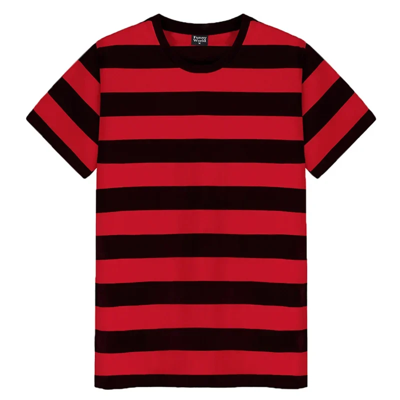 Casual Stripe Short Sleeve T-shirt Unisex Black White Blue Colors Stripe Design Classic T Shirts Fashion Daily Street O-neck Tee