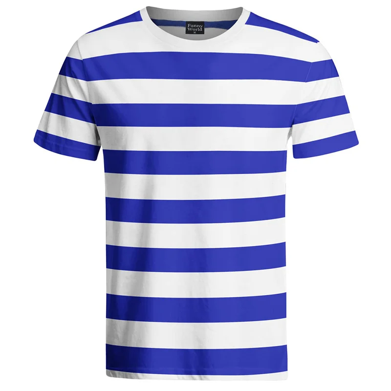 Casual Stripe Short Sleeve T-shirt Unisex Black White Blue Colors Stripe Design Classic T Shirts Fashion Daily Street O-neck Tee