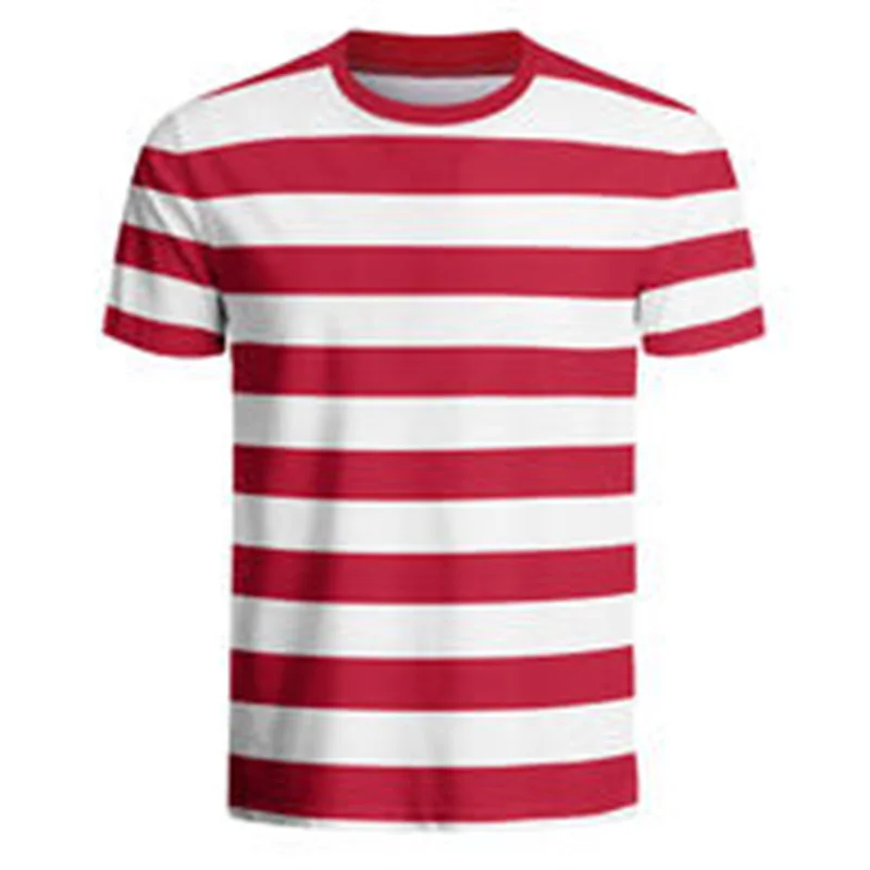Casual Stripe Short Sleeve T-shirt Unisex Black White Blue Colors Stripe Design Classic T Shirts Fashion Daily Street O-neck Tee