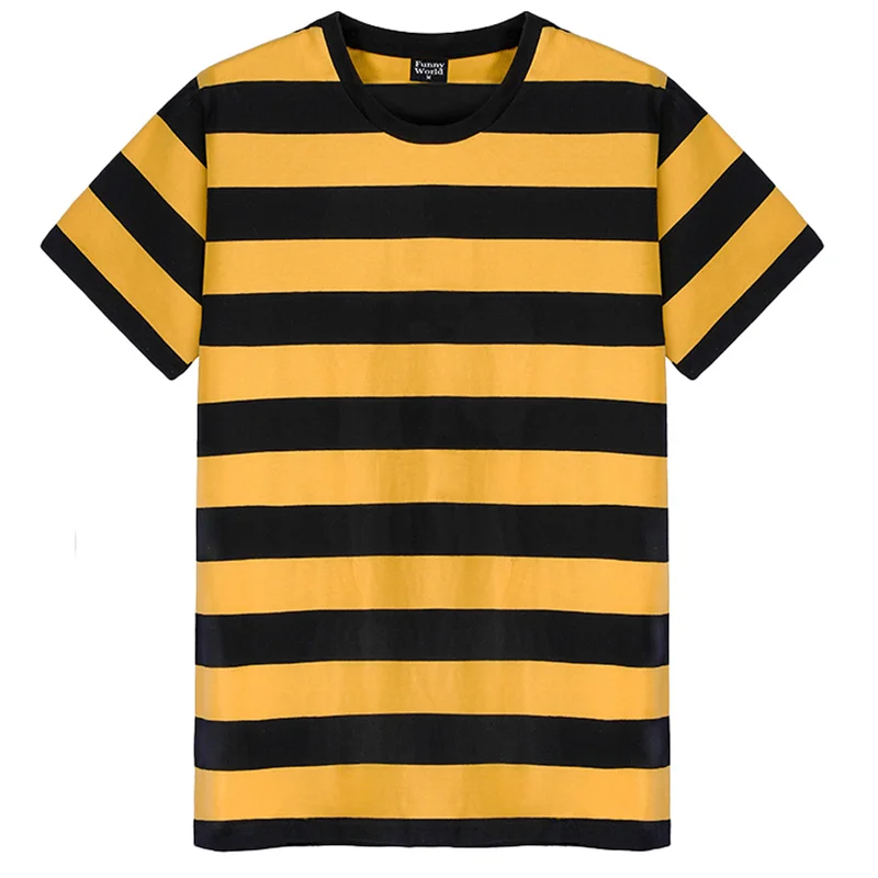 Casual Stripe Short Sleeve T-shirt Unisex Black White Blue Colors Stripe Design Classic T Shirts Fashion Daily Street O-neck Tee