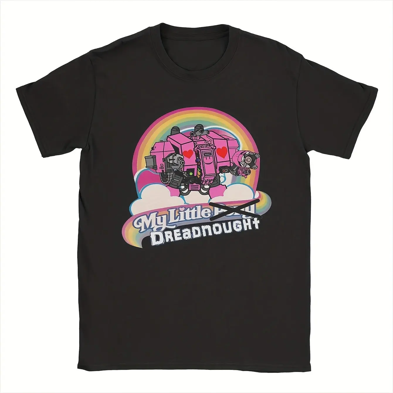 0k Fearless Mech T-Shirt Black with Pink 40k Logo Mech Design Gaming Apparel for 40k Fans Clothing Short Sleeve Men Women