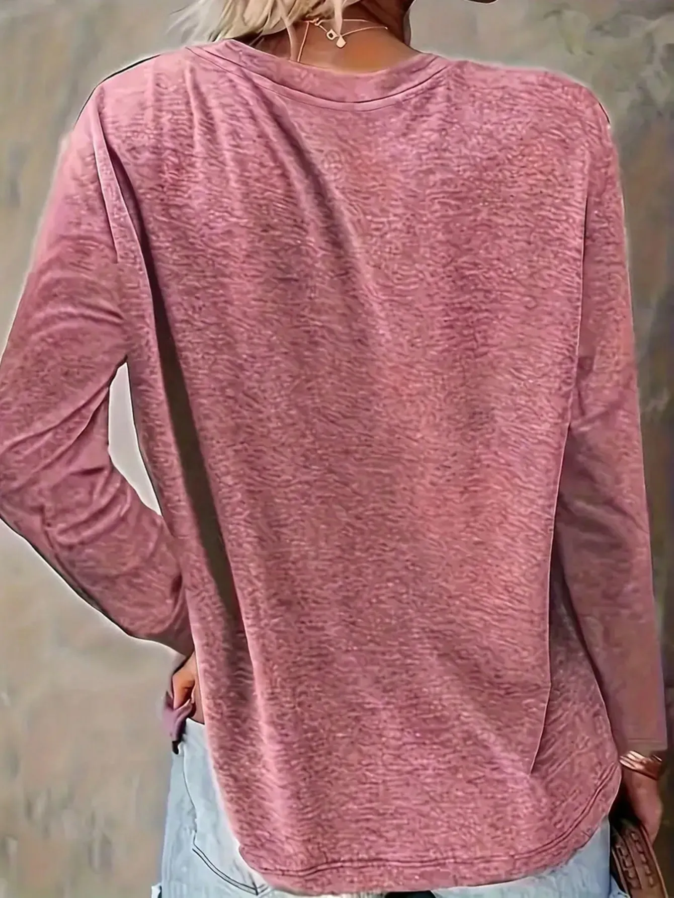 2026 Women's Spring and Summer Casual Slogan Dog Print Round Neck Solid Color Long Sleeved Pullover T-Shirt