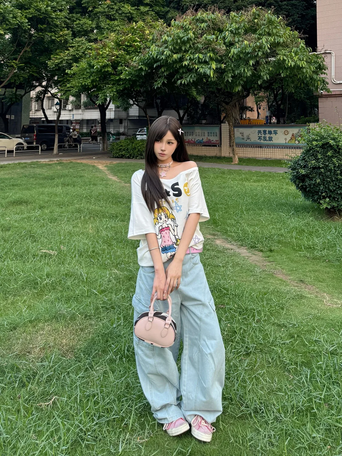Seeslim Hotsweet Graphic T Shirts Cartoon Short Sleeve Summer Tops Off Shoulder Print T-shirt Women 2000s Clothes Y2k Tees Chic