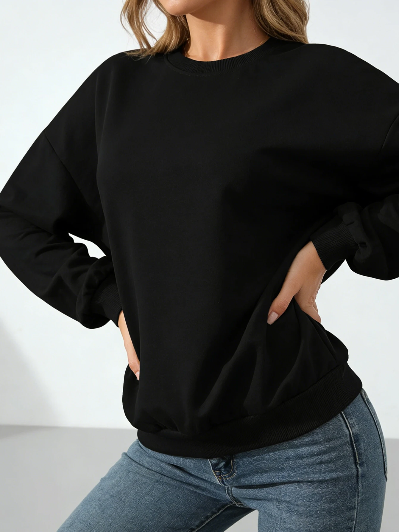 Women's Pullover Round-Neck Trendy Casual Sports Hoodie Top Base Layer Shirt, Versatile, Fashionable Round-Neck Hoodie