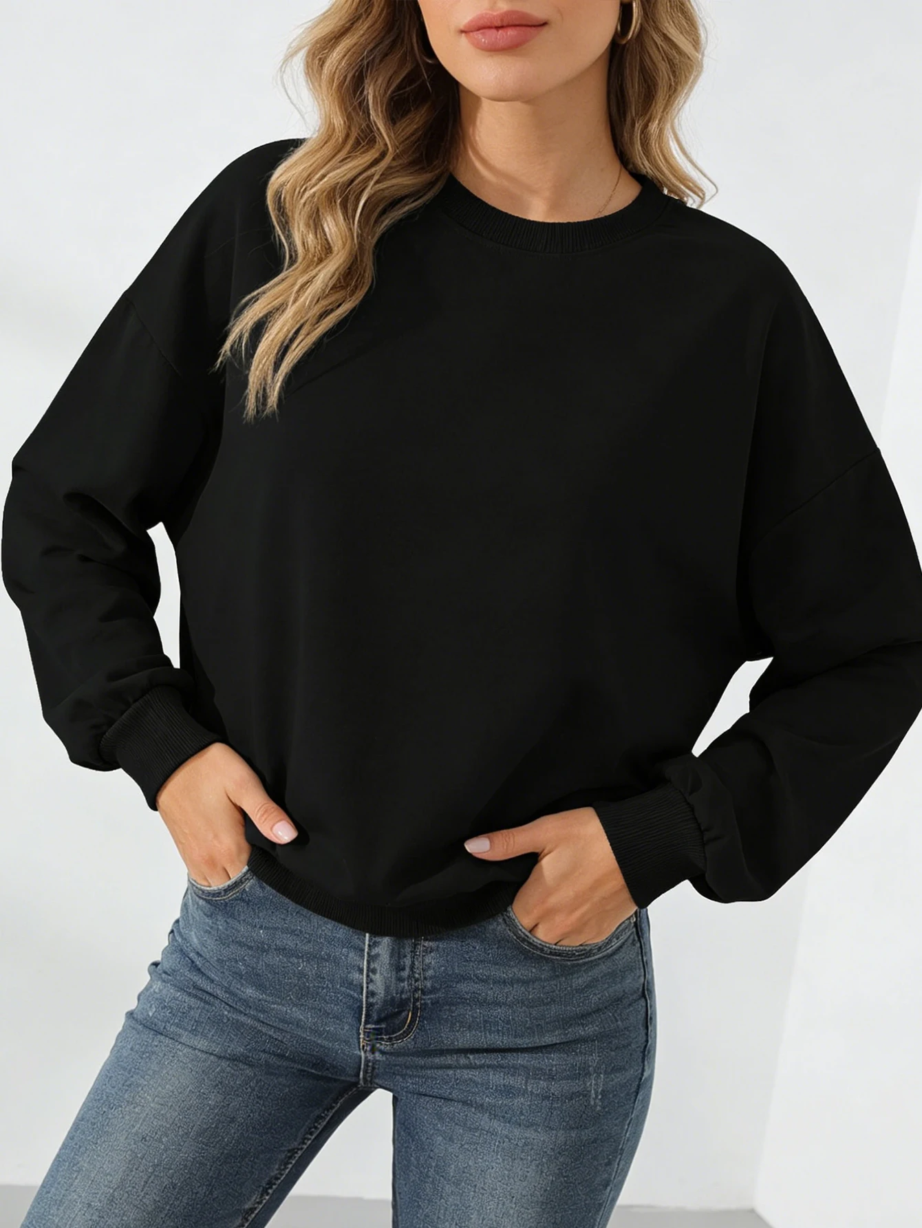 Women's Pullover Round-Neck Trendy Casual Sports Hoodie Top Base Layer Shirt, Versatile, Fashionable Round-Neck Hoodie