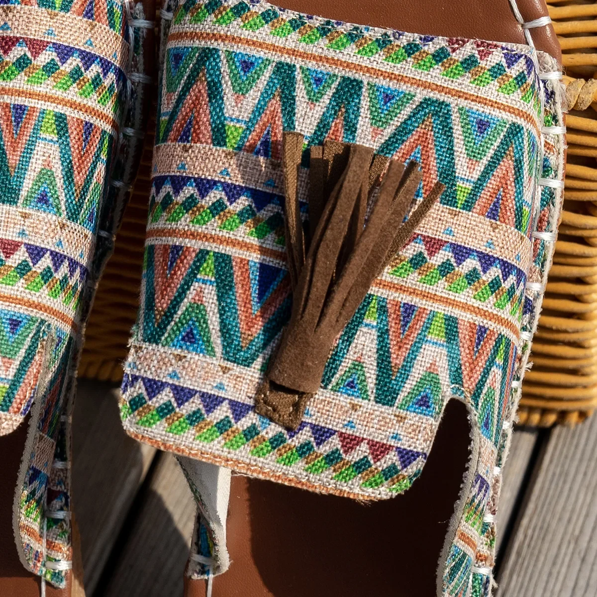 Bohemian Flat Bottom Slippers Women's Outdoor Summer New Tassel Beach Sandals Large Size Cross-Border Slippers for Adults
