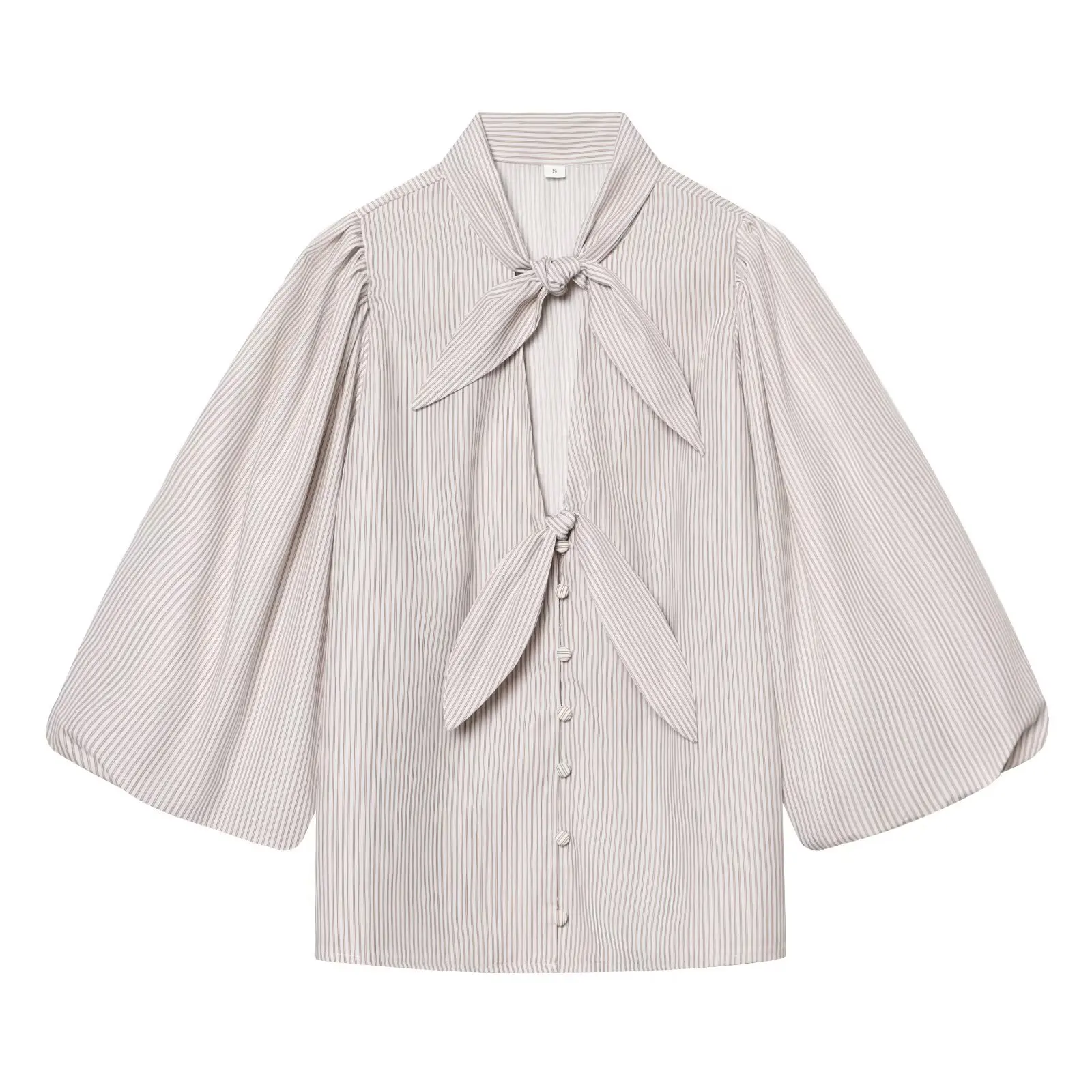 KONDALA Casual Chic Bow Striped Shirt Women's Elegant Commute Half Sleeve Shirt New 2026 Spring Summer Fashion Holidays Lady Top