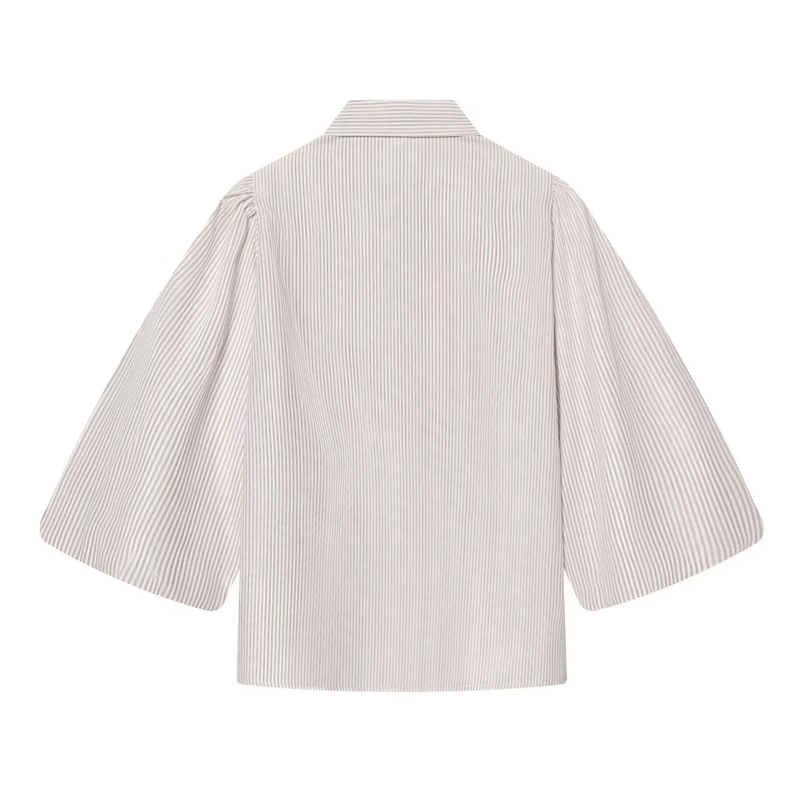 KONDALA Casual Chic Bow Striped Shirt Women's Elegant Commute Half Sleeve Shirt New 2026 Spring Summer Fashion Holidays Lady Top
