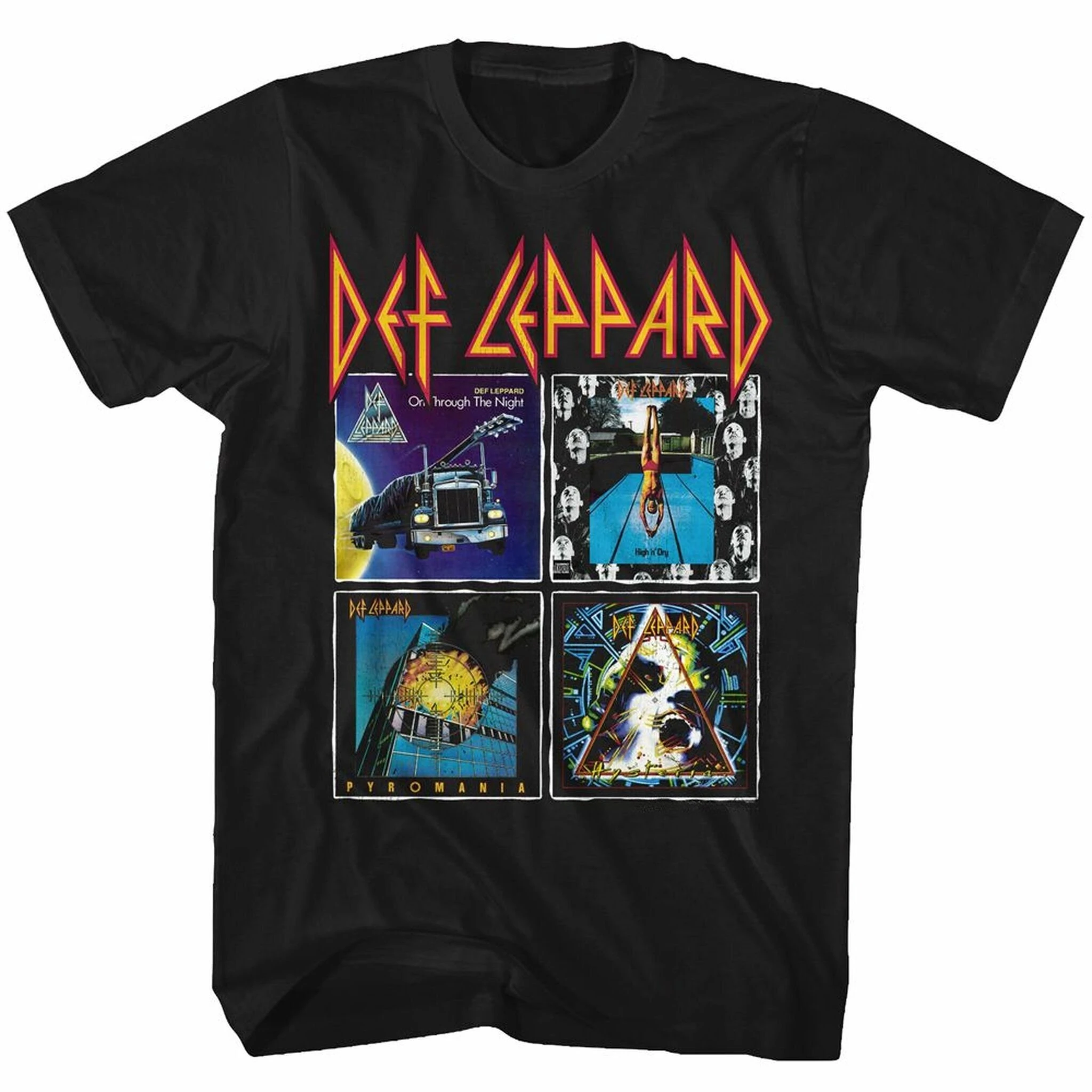 Def Leppard 80's Albums Black Adult T-Shirt Summer Men's and Women's Loose and Breathable T-shirt Top