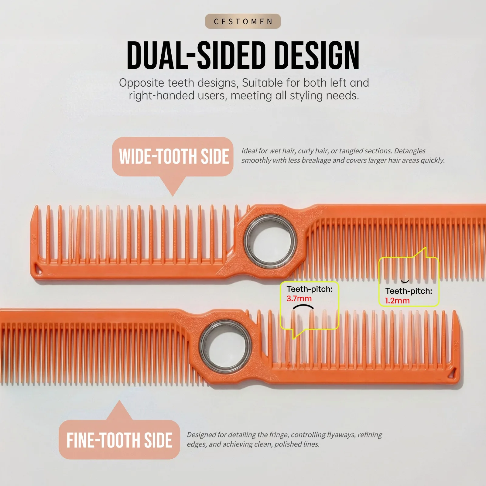 360 ° Bearing Rotating Hair Comb Antistatic Double Sided Heat Resistant Hair Clipper Comb Salon Lightweight Hairdressing Tool