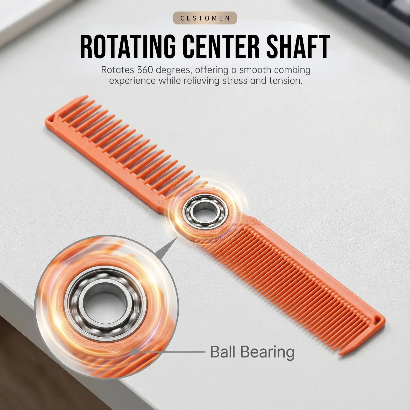 360 ° Bearing Rotating Hair Comb Antistatic Double Sided Heat Resistant Hair Clipper Comb Salon Lightweight Hairdressing Tool
