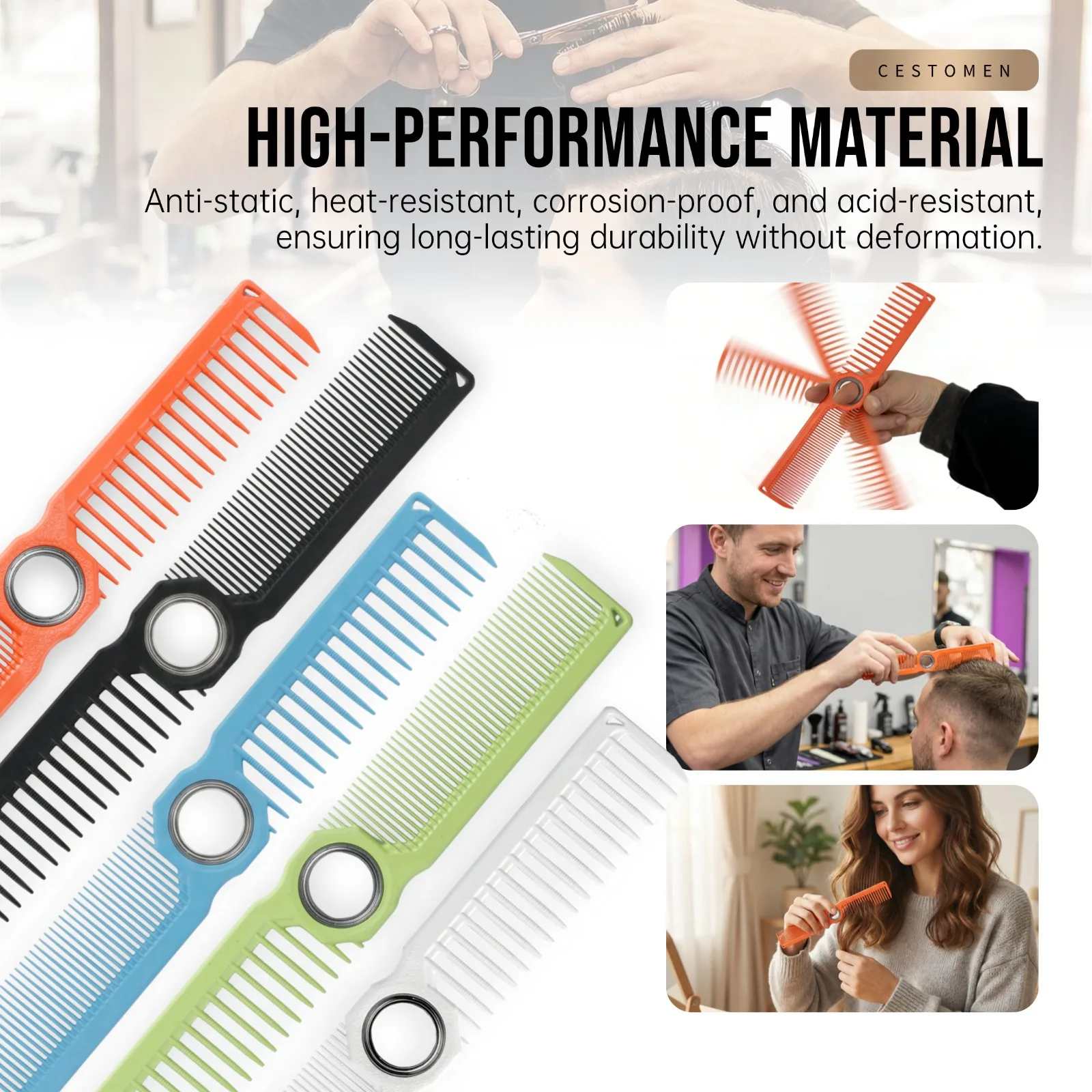 360 ° Bearing Rotating Hair Comb Antistatic Double Sided Heat Resistant Hair Clipper Comb Salon Lightweight Hairdressing Tool
