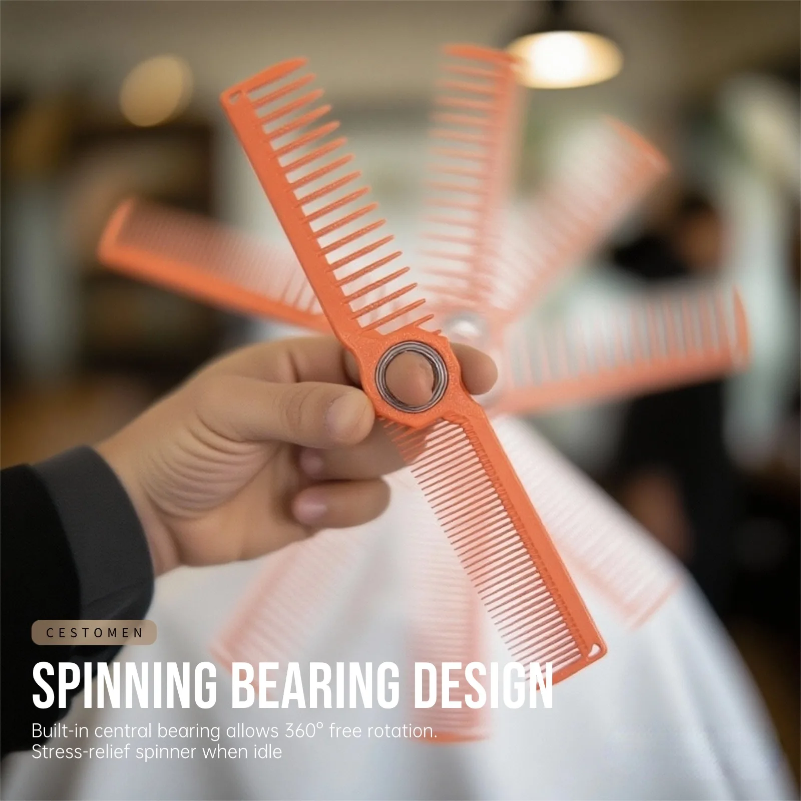 360 ° Bearing Rotating Hair Comb Antistatic Double Sided Heat Resistant Hair Clipper Comb Salon Lightweight Hairdressing Tool