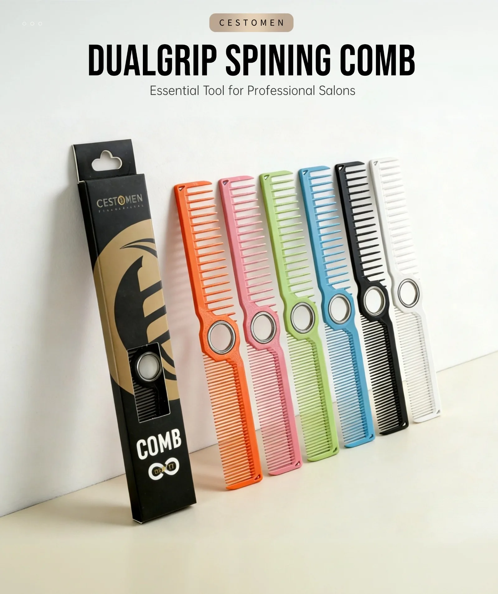 360 ° Bearing Rotating Hair Comb Antistatic Double Sided Heat Resistant Hair Clipper Comb Salon Lightweight Hairdressing Tool