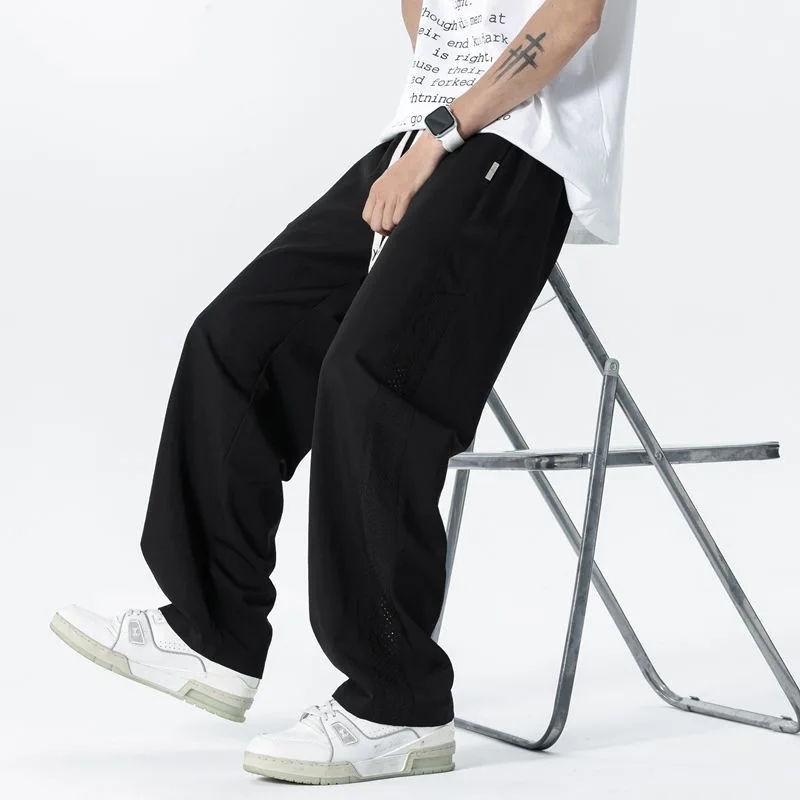Mesh Men Pants Summer Solid Color Breathable Quick-dry Sports Running Fitness Casual Fashion Men Thin Pants