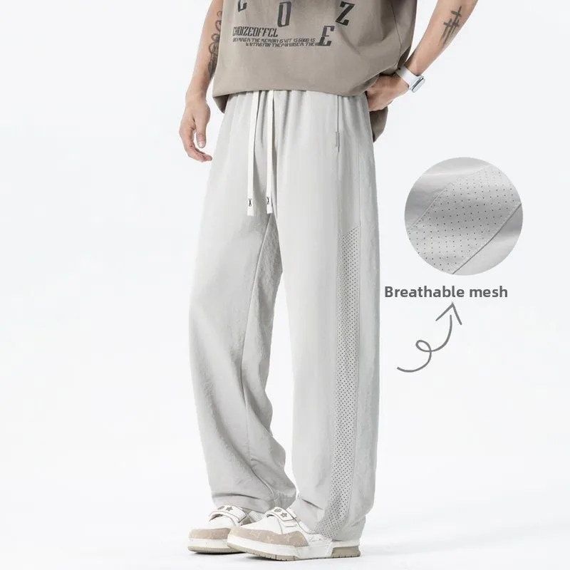 Mesh Men Pants Summer Solid Color Breathable Quick-dry Sports Running Fitness Casual Fashion Men Thin Pants