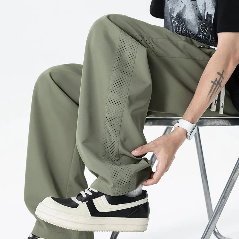 Mesh Men Pants Summer Solid Color Breathable Quick-dry Sports Running Fitness Casual Fashion Men Thin Pants