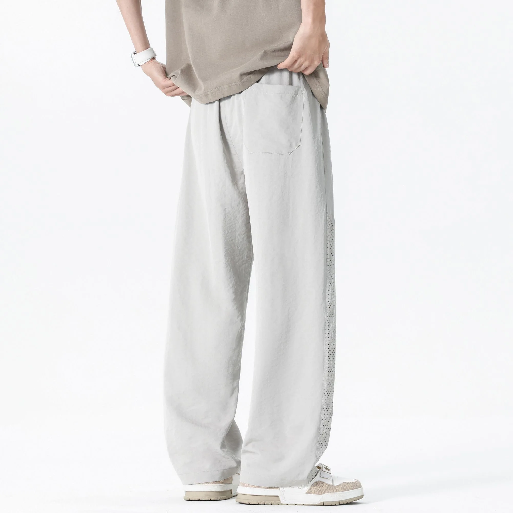 Mesh Men Pants Summer Solid Color Breathable Quick-dry Sports Running Fitness Casual Fashion Men Thin Pants