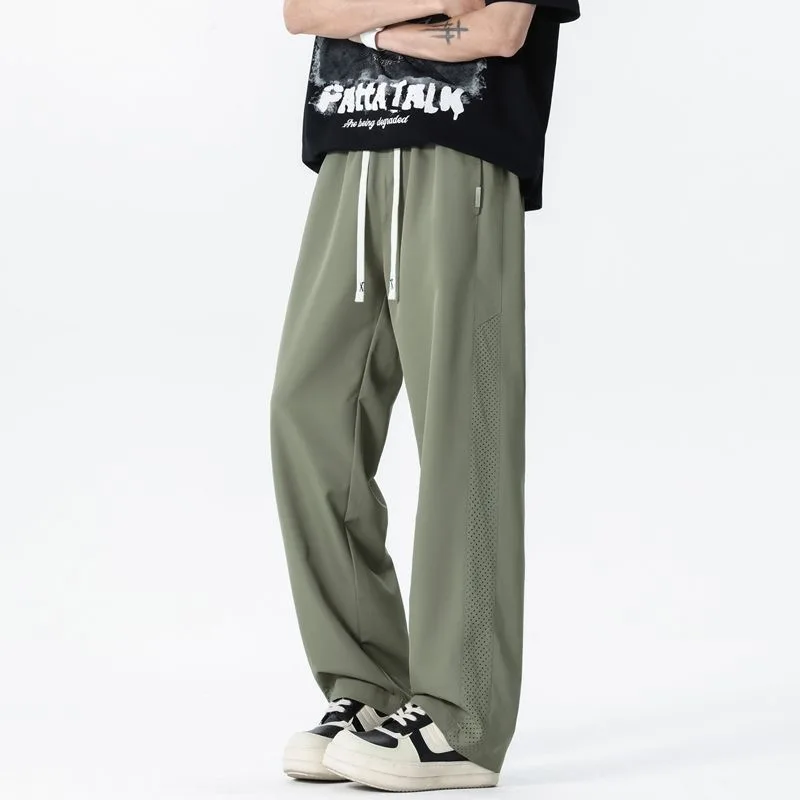 Mesh Men Pants Summer Solid Color Breathable Quick-dry Sports Running Fitness Casual Fashion Men Thin Pants