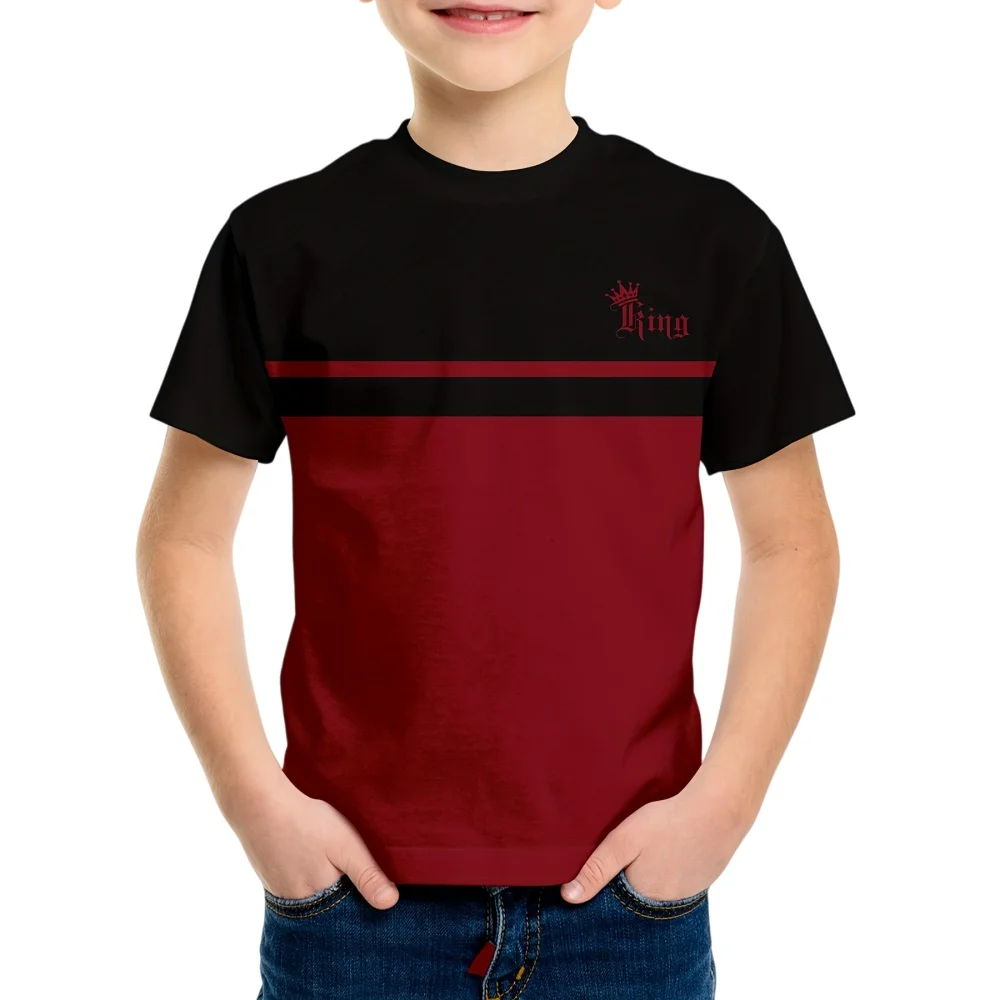 Kids Clothes Simple Striped 3D Digital Print Round Neck Short Sleeved T-Shirt Top Fashion Comfortable Top Clothes for Children