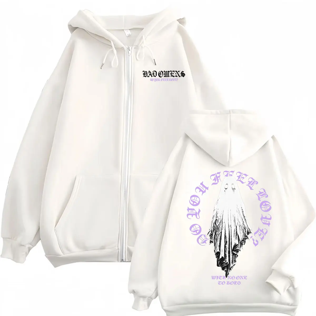 Rock Band Bad Omens Tour 2026 Zipper Hoodie Gothic Fashion Zip Up Pullovers Men Women Casual Long Sleeve Sweatshirts Streetwear
