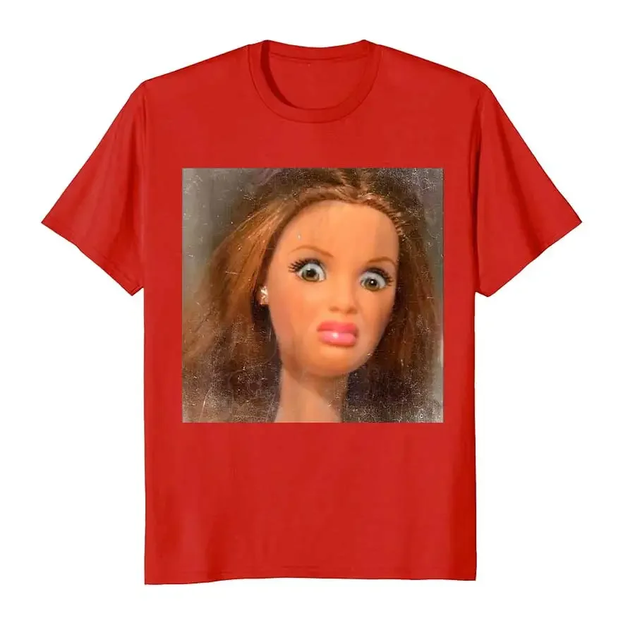 Funny Disgusting Doll Face Meme T-shirt for Men Women T Shirts Short Sleeve Tops Casual Shirts for Women Ladies Clothes T-shirt
