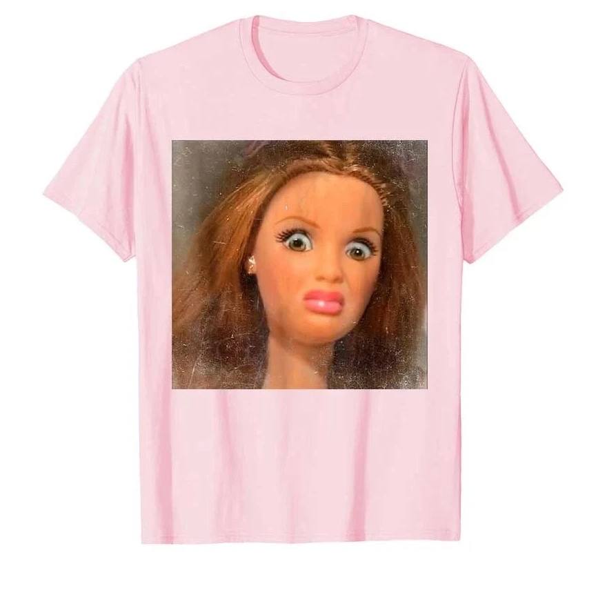 Funny Disgusting Doll Face Meme T-shirt for Men Women T Shirts Short Sleeve Tops Casual Shirts for Women Ladies Clothes T-shirt