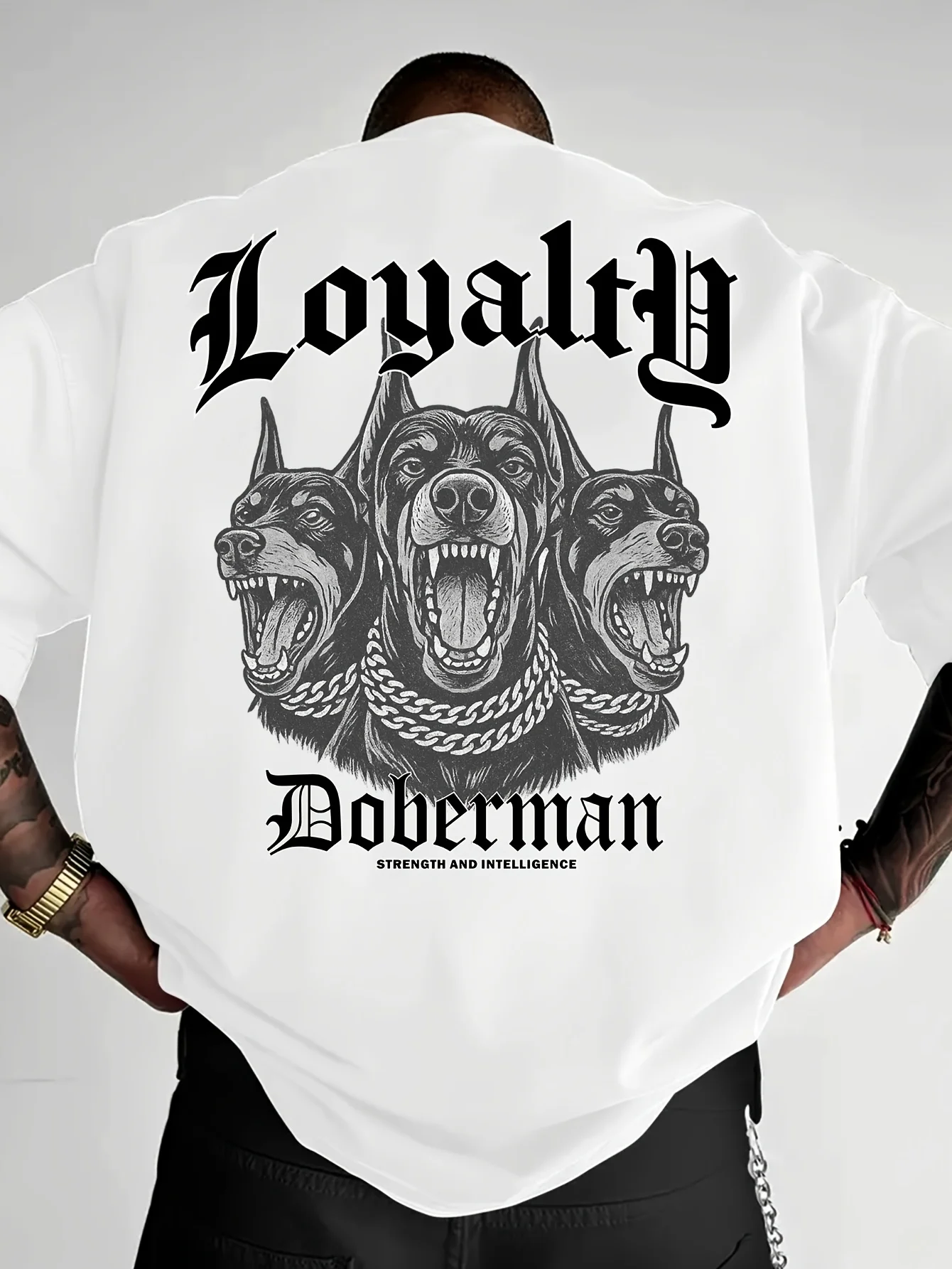 Summer Men's Doberman Pinscher Print T-Shirt Cotton Breathable Streetwear Oversized Loose Casual Trendy Crew Neck Short Sleeve