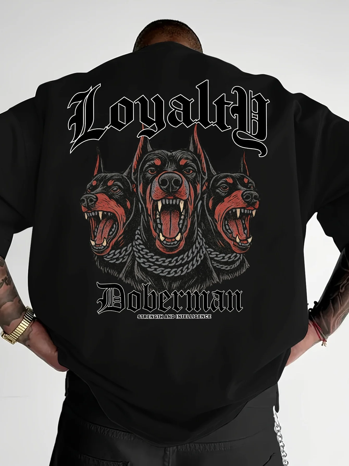 Summer Men's Doberman Pinscher Print T-Shirt Cotton Breathable Streetwear Oversized Loose Casual Trendy Crew Neck Short Sleeve