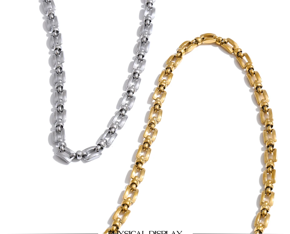 Yhpup Stainless Steel Chain Necklace for Women Summer Trendy Personality Texture Collar Neck Fashion Jewelry PVD Waterproof