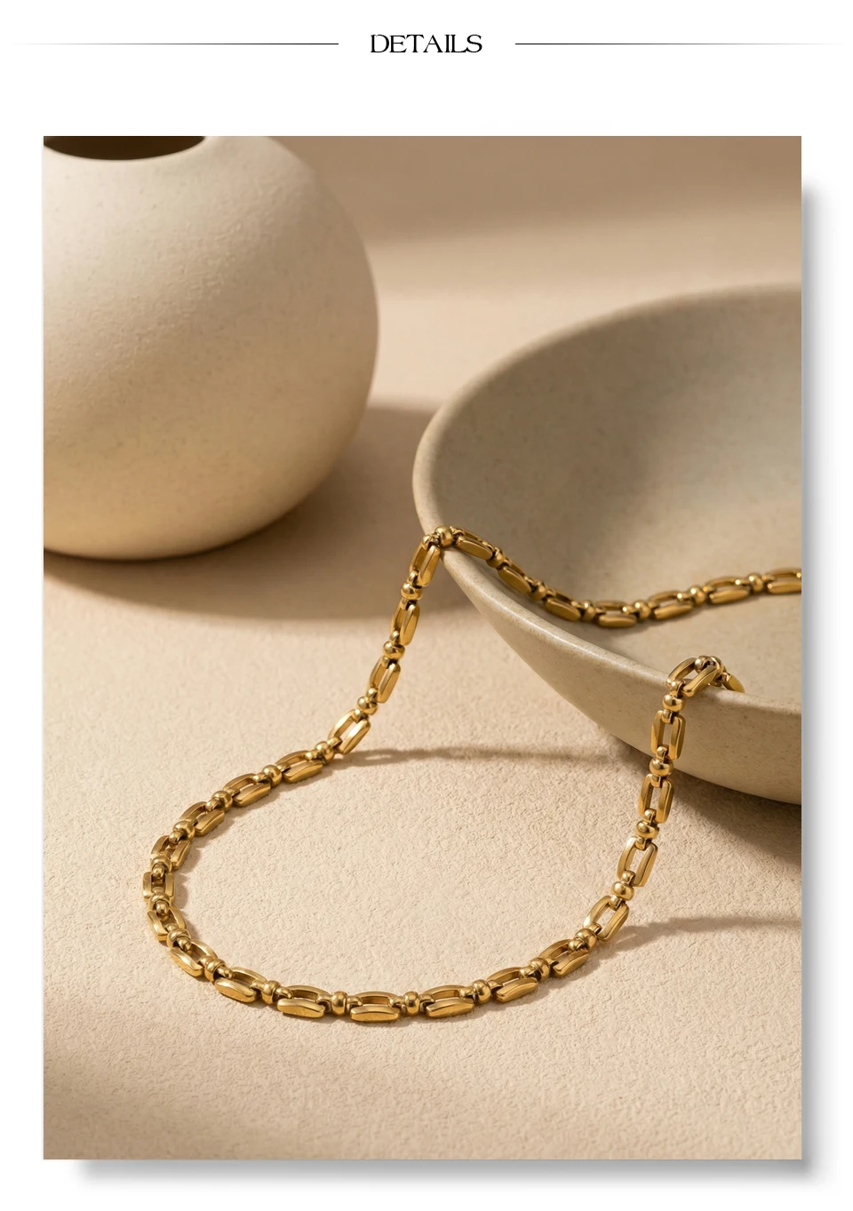Yhpup Stainless Steel Chain Necklace for Women Summer Trendy Personality Texture Collar Neck Fashion Jewelry PVD Waterproof