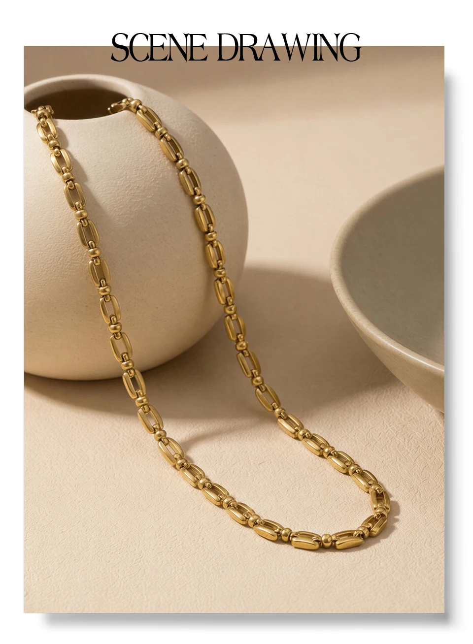 Yhpup Stainless Steel Chain Necklace for Women Summer Trendy Personality Texture Collar Neck Fashion Jewelry PVD Waterproof