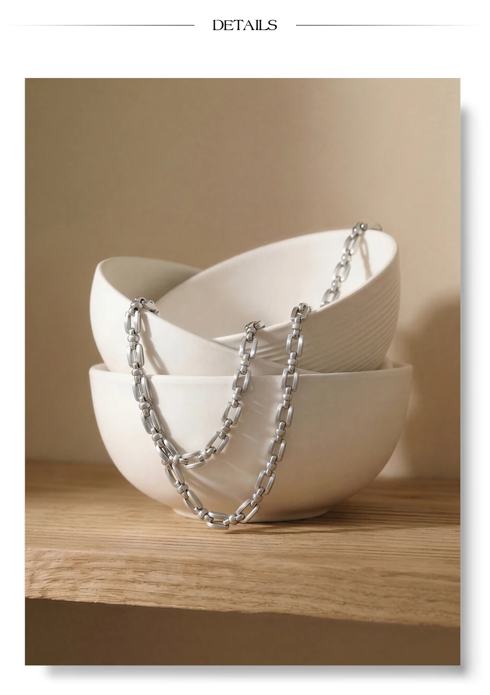 Yhpup Stainless Steel Chain Necklace for Women Summer Trendy Personality Texture Collar Neck Fashion Jewelry PVD Waterproof