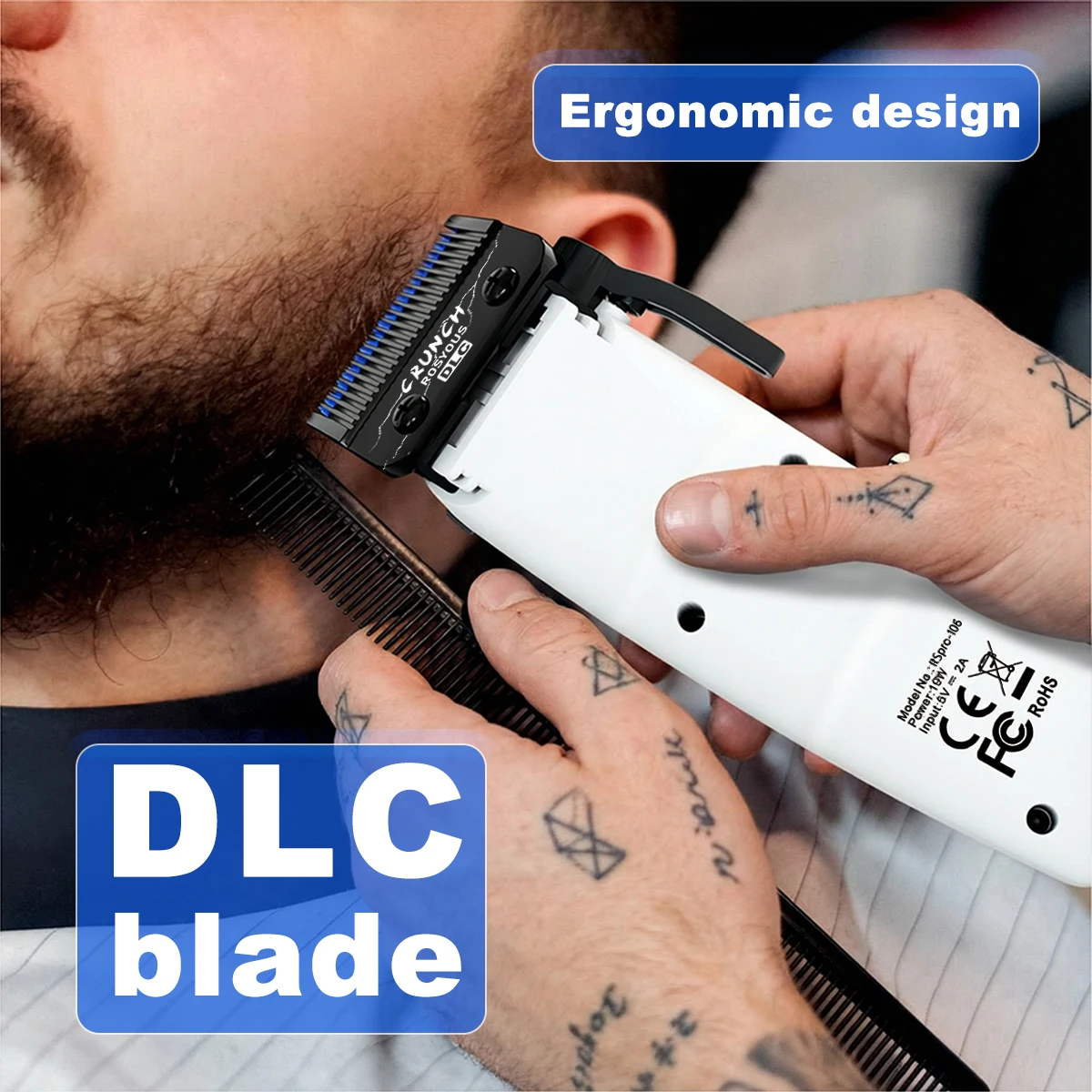 ROSYOUS Mens Haircut Kit Professional Clipper with DLC Blade Brushless Motor Base Charger Barber Machine RSPRO106 RSPRO202 RS620