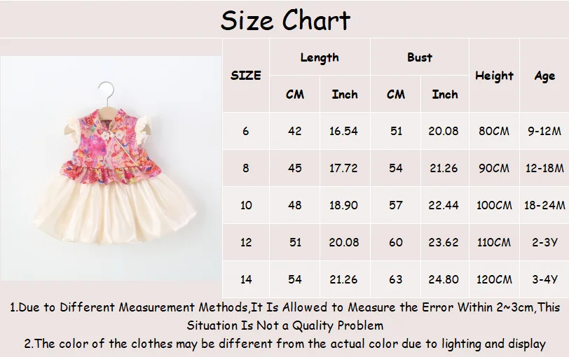 Baby Dresses Summer Floral Chinese-Style Girls Dresses Adorable Cheongsam-Style Baby Girls Dresses