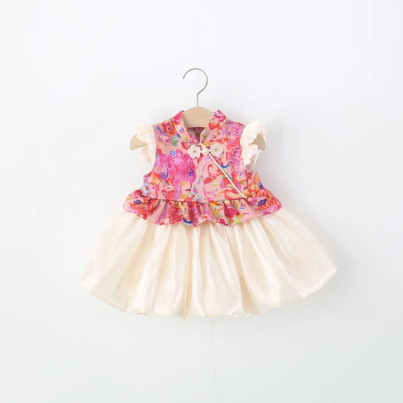 Baby Dresses Summer Floral Chinese-Style Girls Dresses Adorable Cheongsam-Style Baby Girls Dresses