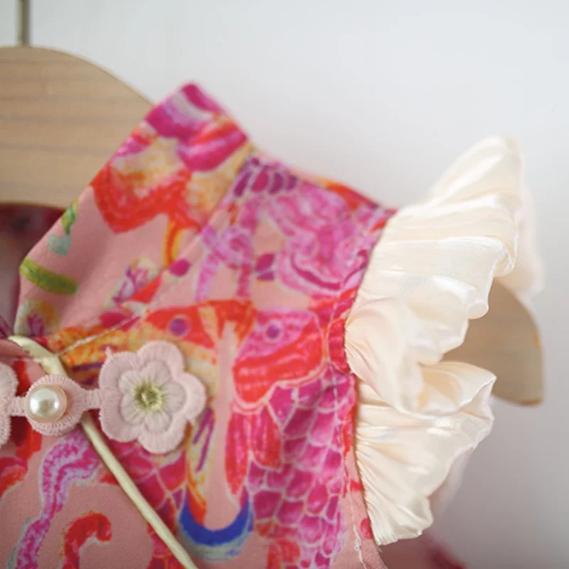 Baby Dresses Summer Floral Chinese-Style Girls Dresses Adorable Cheongsam-Style Baby Girls Dresses
