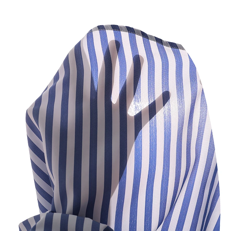 Stylish Girls Summer Blue White Stripe Dress 8-12Y, Popular Button Front A-line Dress with Side Drawstring for Outdoor Trip