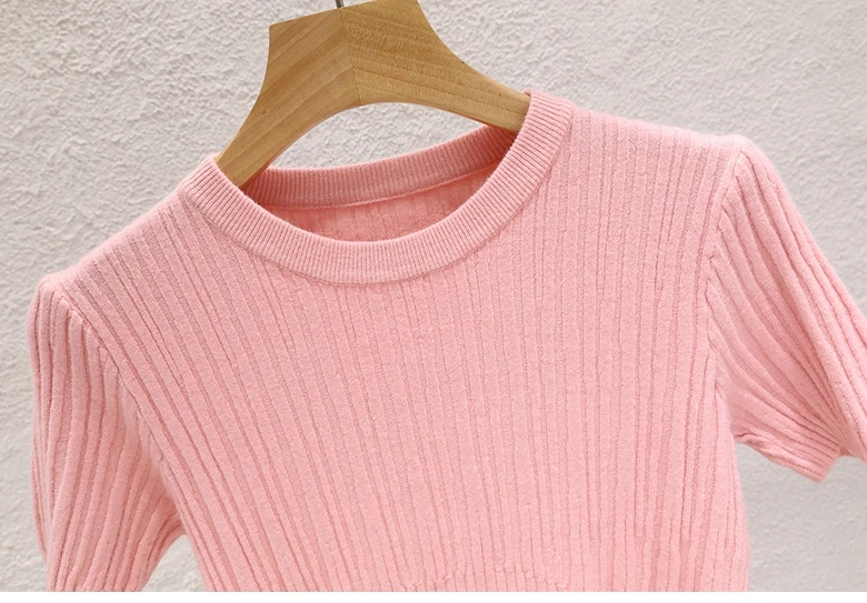 Zjaiss 2026 Korean Summer Women T Shirts Female Knit Casual Streetwear Tees Basic Solid Young Cool Tops