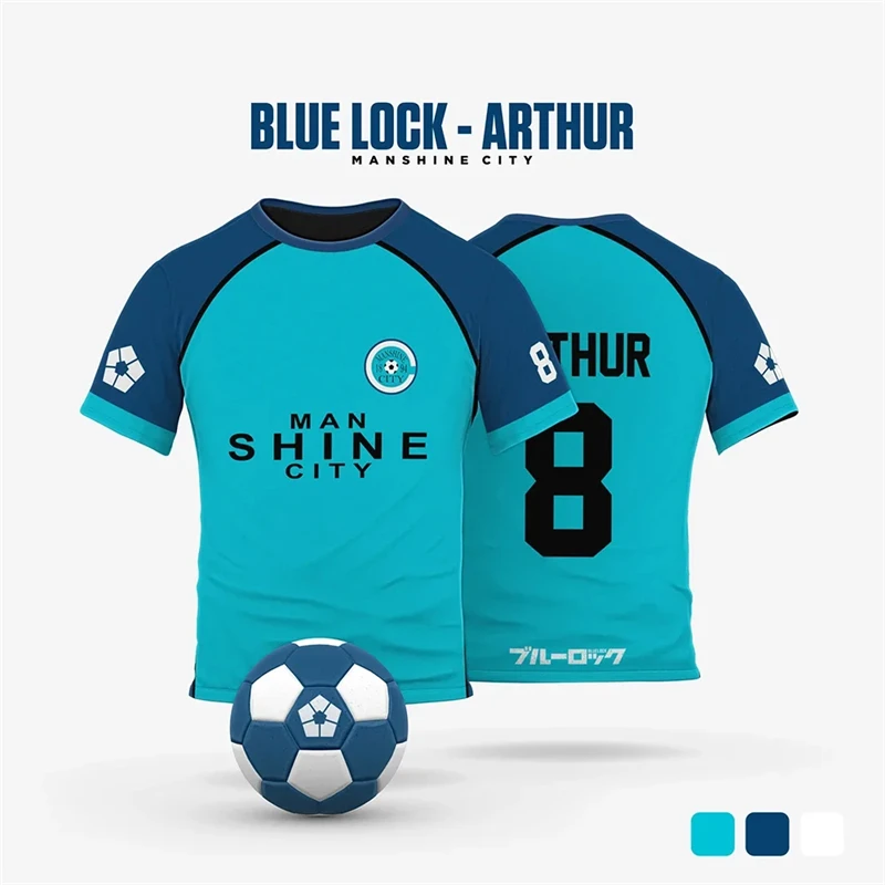 Blue Lock Manshine City animation Cosplay men's summer short-sleeved T-shirt with custom name and number 2026 women's T-shirt