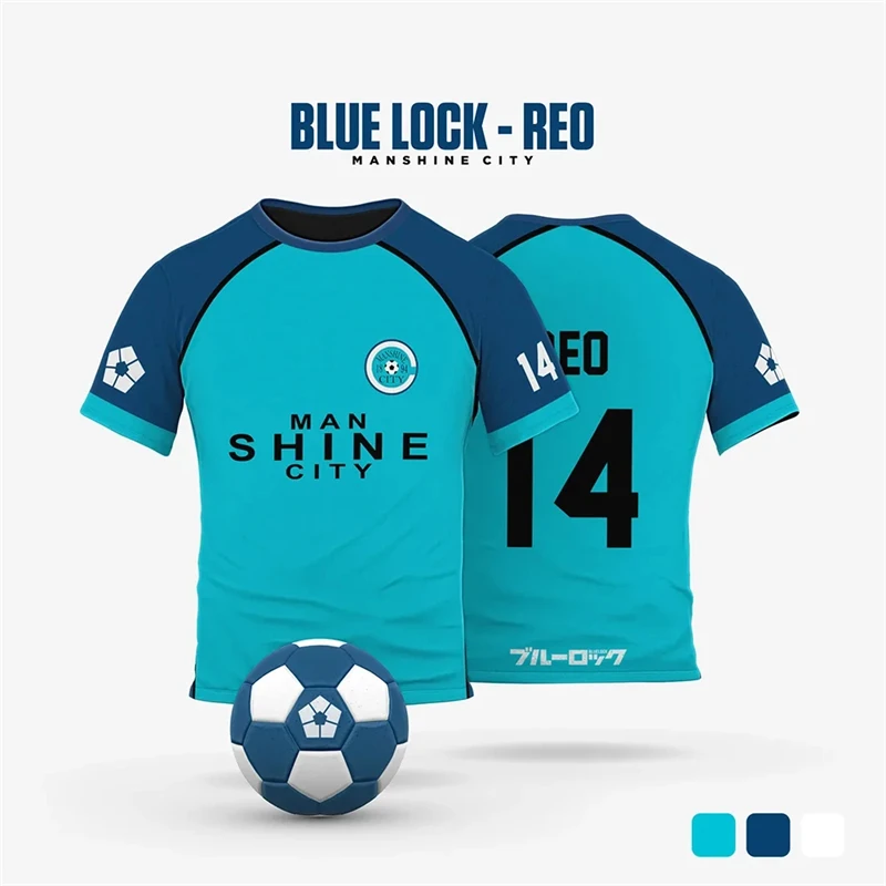 Blue Lock Manshine City animation Cosplay men's summer short-sleeved T-shirt with custom name and number 2026 women's T-shirt