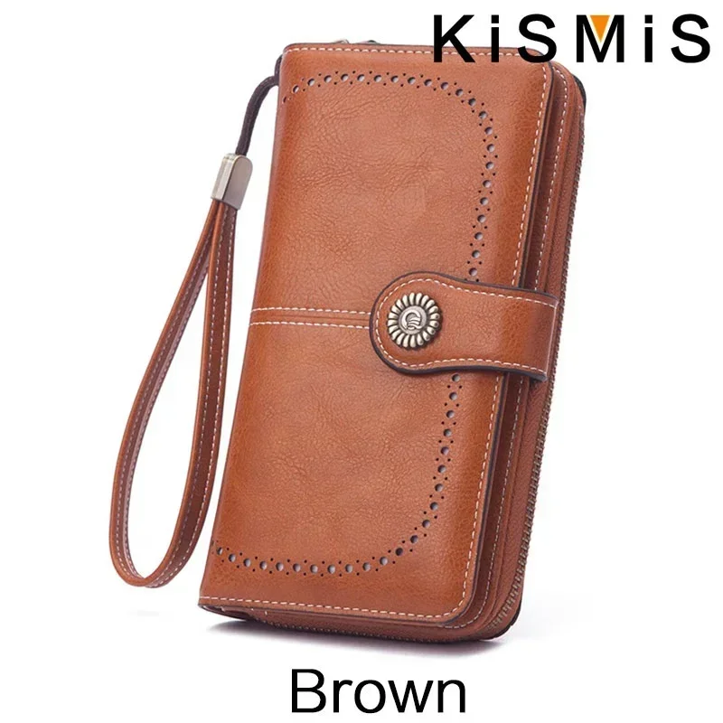 Fashion Texture Women s High Quality RFID Anti Theft Leather Wallet Long Multi Card Wrist Bag