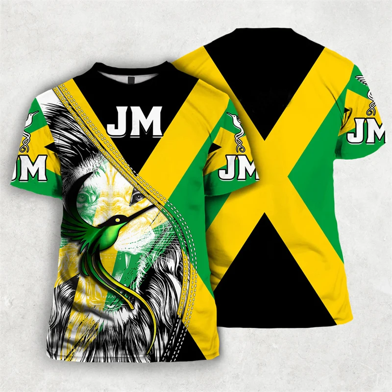 Jamaica Lion Of Judah T-Shirt Men Women Reggae Rasta Flag Graphic Tee Football jersey, outdoor sports, street casual fashion