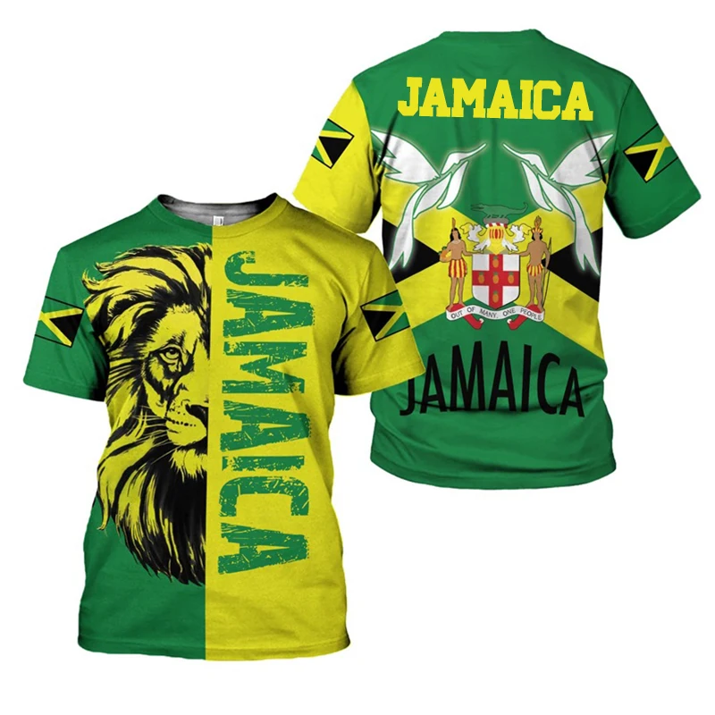 Jamaica Lion Of Judah T-Shirt Men Women Reggae Rasta Flag Graphic Tee Football jersey, outdoor sports, street casual fashion