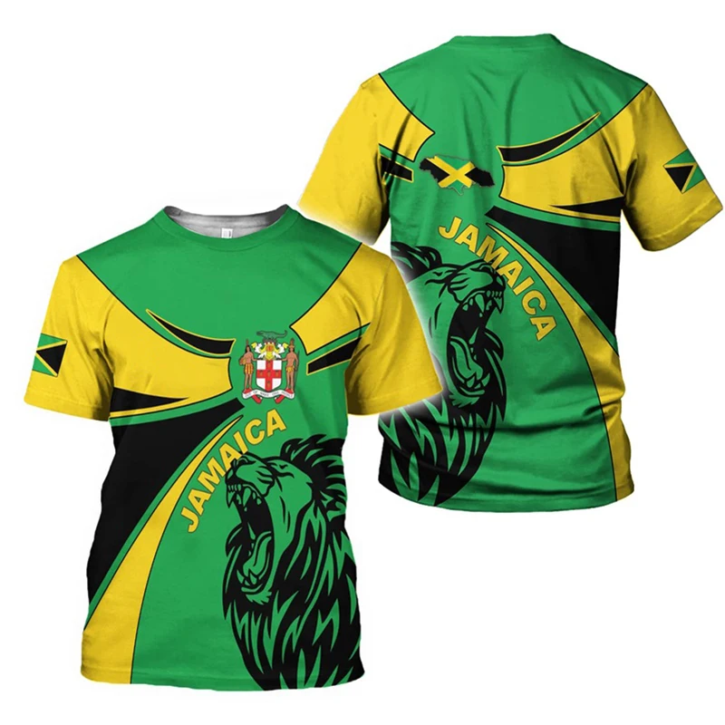 Jamaica Lion Of Judah T-Shirt Men Women Reggae Rasta Flag Graphic Tee Football jersey, outdoor sports, street casual fashion