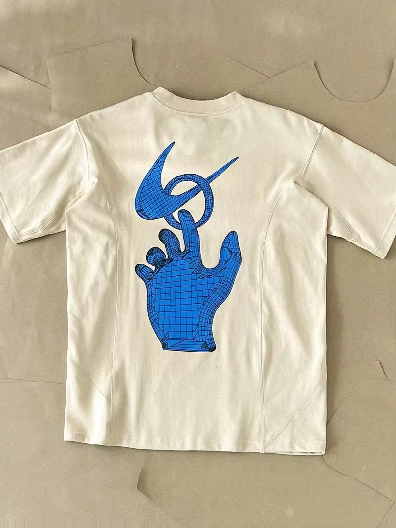 2026 OFF OW Joint Series American Vintage Printed Round Neck Short-sleeved T-shirt Asian Version of Men's Khaki Heavy WHITE