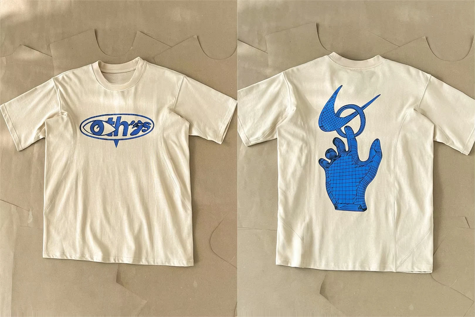 2026 OFF OW Joint Series American Vintage Printed Round Neck Short-sleeved T-shirt Asian Version of Men's Khaki Heavy WHITE