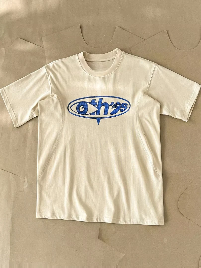 2026 OFF OW Joint Series American Vintage Printed Round Neck Short-sleeved T-shirt Asian Version of Men's Khaki Heavy WHITE