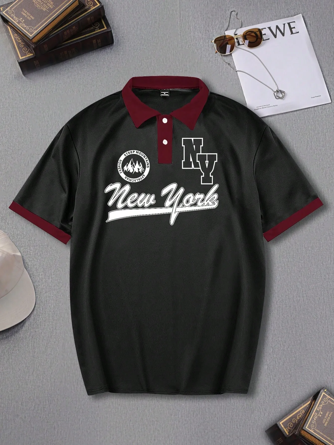 2026 Summer New Style Men's Polo Shirt with Letter Print Breathable Lightweight Casual and Fashionable Men's Clothing
