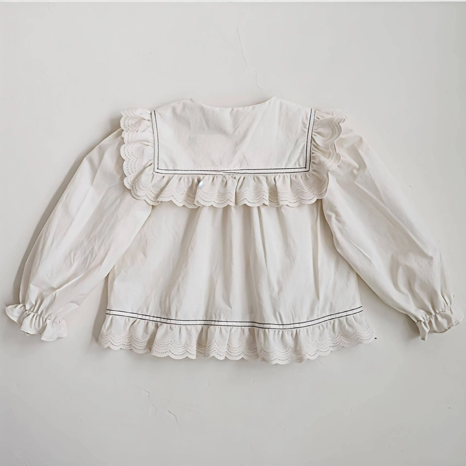 WT2802 Sweet Princess Shirt for Girls New Arrival Baby Clothing Spring Season Children's Puff Sleeve Doll Collar Top
